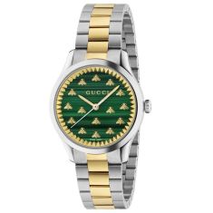 Gucci G-Timeless Multi Bee Green Malachite Stone Dial Two-Tone Stainless Steel Watch | 32mm | YA1265042