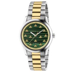 Gucci G-Timeless Multi Bee Green Malachite Stone Dial Two-Tone Stainless Steel Watch | 38mm | YA1264212