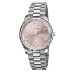 image of Gucci G-Timeless Pink Diamond Dial Stainless Steel Watch 29mm - YA1265061 with sku:20405510