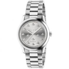Gucci G-Timeless Silver-Tone Multi-Bee Dial Automatic Stainless Steel Watch | YA1264190