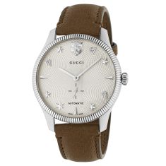 Gucci G-Timeless White Dial Brown Leather Strap Automatic Watch | 40mm | YA126361