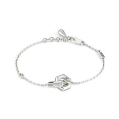 Gucci Geometric G With Zirconia Sterling Silver Chain Bracelet