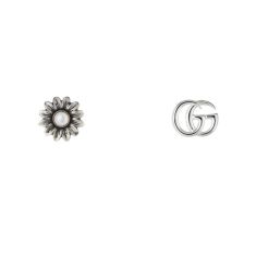 Gucci GG Marmont Double G Flower Stud Sterling Silver Earrings
