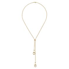 Gucci Horsebit 18k Yellow Gold Lariat Pendant Necklace