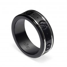 Gucci Icon Black Synthetic Corundum and White Gold Thin Band