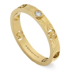 Gucci Icon Heart Diamond Accent Yellow Gold Ring | Size 7.25
