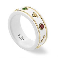 Gucci Icon White Ring with Gemstones