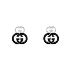 Gucci Interlocking Enamel Sterling Silver Cufflinks