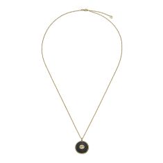 Gucci Interlocking G Black Onyx 18k Gold Long Chain Necklace