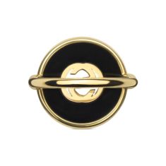 Gucci Interlocking Large Black Onyx Yellow Gold Ring - Size 8