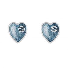 Gucci Interlocking G Light Blue Enamel Heart Earrings