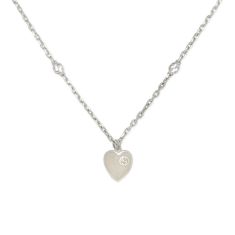 Gucci Interlocking G White Enamel Sterling Silver Heart Pendant Necklace