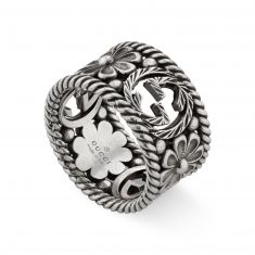 【GUCCI】Square G Sterling Wide Ring SILVER BLACK Gucci Interlocking G Sterling Silver Ring | Saks Fifth Avenue