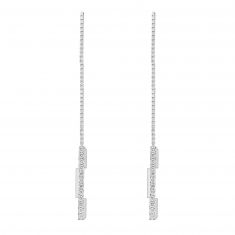 Gucci Link To Love Long Pendant Diamond Earrings in White Gold 1/4ctw