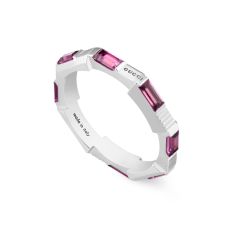 Gucci Link To Love Pink Rubellite Ring in White Gold, 3mm