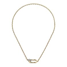 Gucci Link to Love Rectangular Link Interlocked Two-Tone Yellow and White Gold Pendant Necklace
