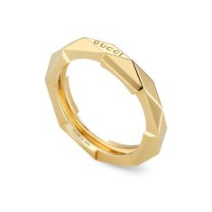 Gucci Link To Love Studded Ring in Yellow Gold, 4mm