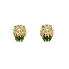 Gucci Lion Head and Diamond Chrome Diopside Stud Earrings