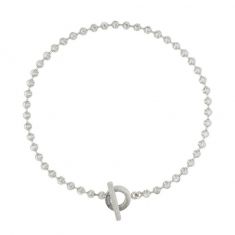 Gucci Sterling Silver Boule Beaded Chain Toggle Necklace