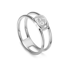 Interlocking G Sterling Silver Gourmette Ring (6.5)