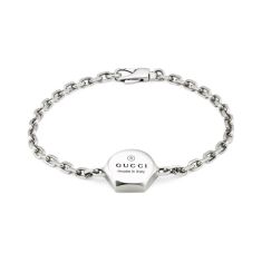 Gucci Trademark Thin Sterling Silver Link Bracelet