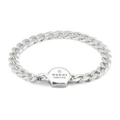 Gucci Trademark Wide Sterling Silver Link Bracelet