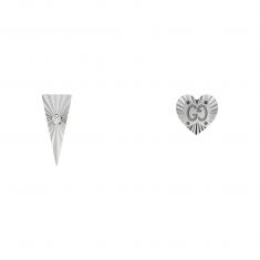 Gucci White Gold Icon Heart and Triangle Asymmetric Earrings