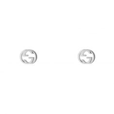 Gucci White Gold Interlocking G Earrings