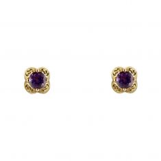 Gucci Yellow Gold Interlocking G Earrings with Amethyst