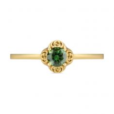 Gucci Yellow Gold Interlocking G Ring with Tourmaline