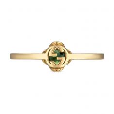 Gucci Yellow Gold Interlocking G Ring with Tourmaline