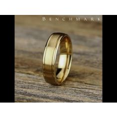 10k Yellow Gold 6mm Satin Center Round Edge Comfort Fit Wedding Band