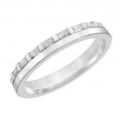 Half Baguette Diamond Half Polished White Gold Eternity Couples' Wedding Band | 3mm | ONE Collection
