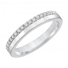 Half Diamond Half Polished White Gold Eternity Couples' Wedding Band | 3.2mm | ONE Collection