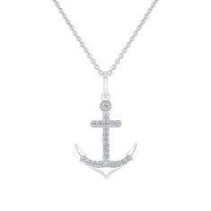 Hallmark Diamonds Anchor Pendant Necklace 1/10ctw