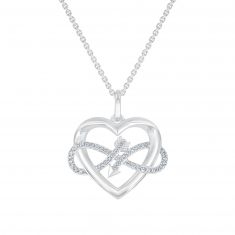 Hallmark Diamonds Heart and Infinity Pendant Necklace 1/10ctw