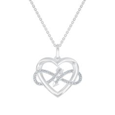 Hallmark Diamonds Heart and Infinity Pendant Necklace 1/10ctw