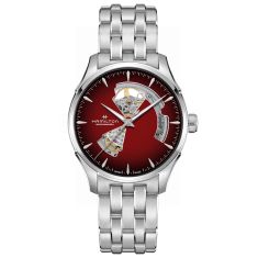 Hamilton Jazzmaster Open Heart Auto Green Dial Brown Leather Strap Watch 40mm H32675560 REEDS Jewelers