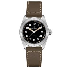 Hamilton Khaki Field Expedition Auto Black Dial Green Leather Strap Watch | 37mm | H70225830