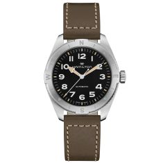 Hamilton Khaki Field Expedition Auto Black Dial Green Leather Strap Watch | 41mm | H70315830