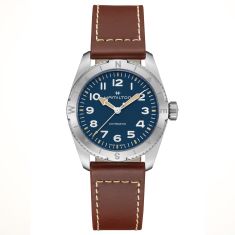 Hamilton Khaki Field Expedition Auto Blue Dial Brown Leather Strap Watch | 37mm | H70225540