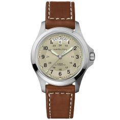 Hamilton Khaki Field King Auto Beige Dial Leather Strap Watch 40mm - H64455523