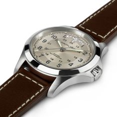 Hamilton Khaki Field King Auto Beige Dial Leather Strap Watch 40mm - H64455523