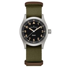 Hamilton Khaki Field Quartz Black Dial Green NATO Strap Watch 38mm - H69401930