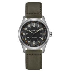 Hamilton Khaki Field Titanium Auto Black Dial Leather Strap Watch 38mm - H70205830