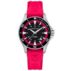 Hamilton Khaki Navy Scuba Auto Black Dial Hot Pink Rubber Strap Watch 40mm - H82395330