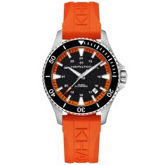 Hamilton Khaki Navy Scuba Auto Black Dial Tangerine Orange Rubber Strap Watch 40mm - H82395331