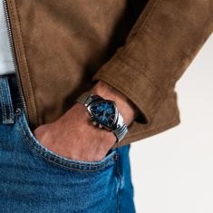 Hamilton Ventura Chrono Quartz Blue Dial Stainless Steel Bracelet Watch 32.3x50.3mm - H24432141