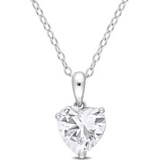 Heart Created White Sapphire Sterling Silver Pendant Necklace