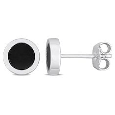 image of Hematite Sterling Silver Round Stud Earrings | Men's with sku:RDJ005135